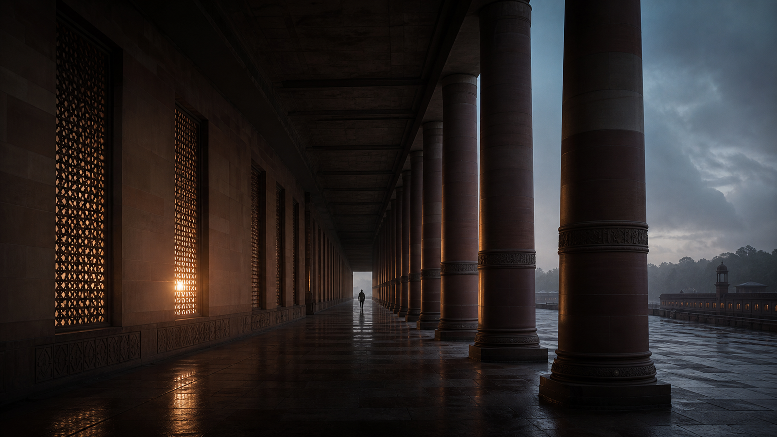 Indian sandstone architecture at dawn