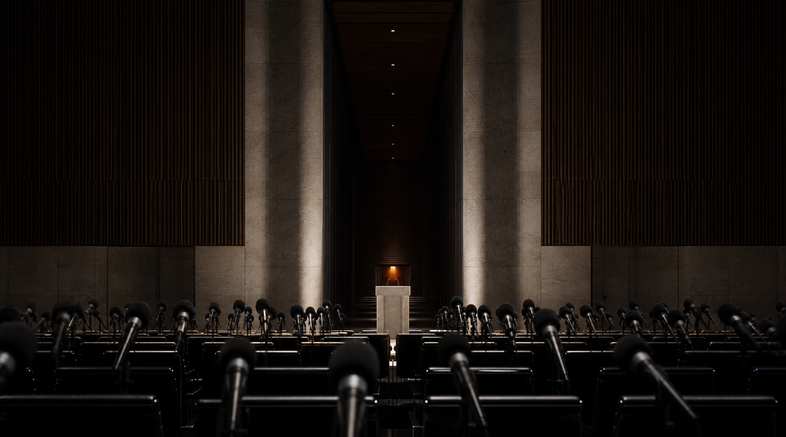 A press hall before an announcement